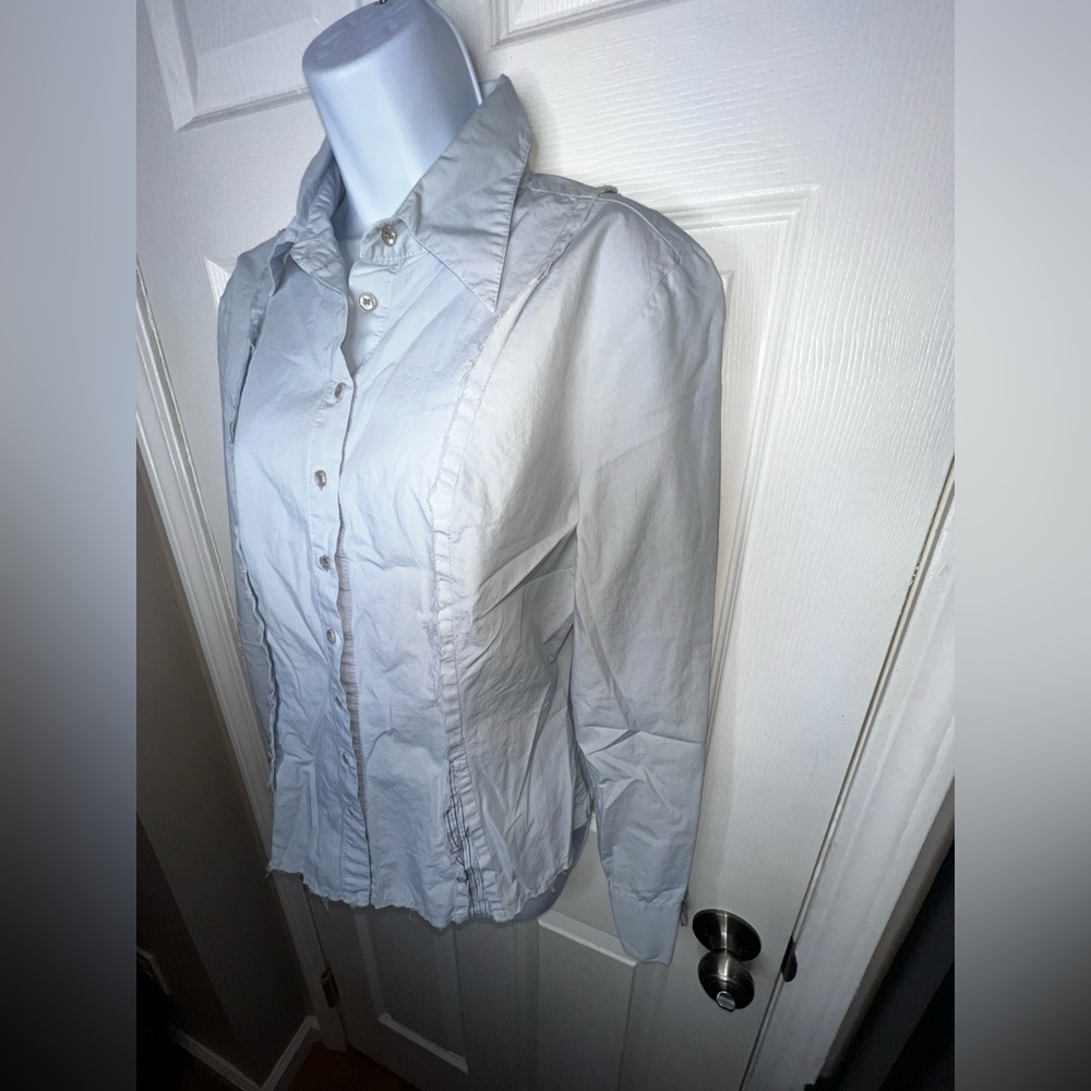 Tucker Women’s Large Blue Collared Cotton Long Sleeve Oxford Shirt Button Up L - Picture 5 of 15